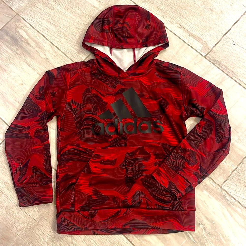 Adidas Boy's All Over Print Liquid Camo Hooded Pullover (size medium 10-12)
